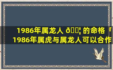 1986年属龙人 🐦 的命格「1986年属虎与属龙人可以合作」
